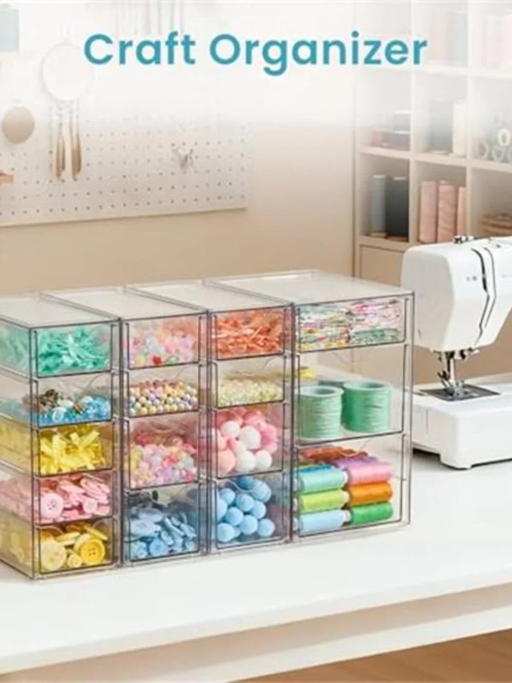 Clear Drawer Organizer 16 Drawer Desk Storage Makeup Organizer Plastic